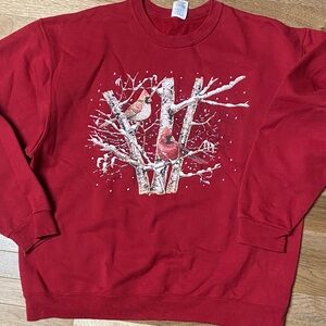 Jerzees Red Sweatshirt with Cardinal Design. Vintage